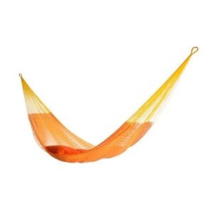 VTG Tulum Sprang Hammock, RARE, Handwoven Yellow Orange Double Wide Lightweight